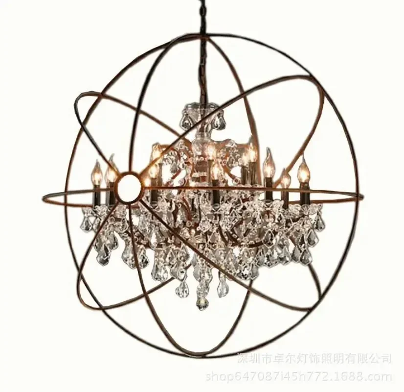 Vintage Rustic Chandelier Mid Century Modern Lighting Loft Retro Black Led Crystal Chandelier Church Restaurant Lighting