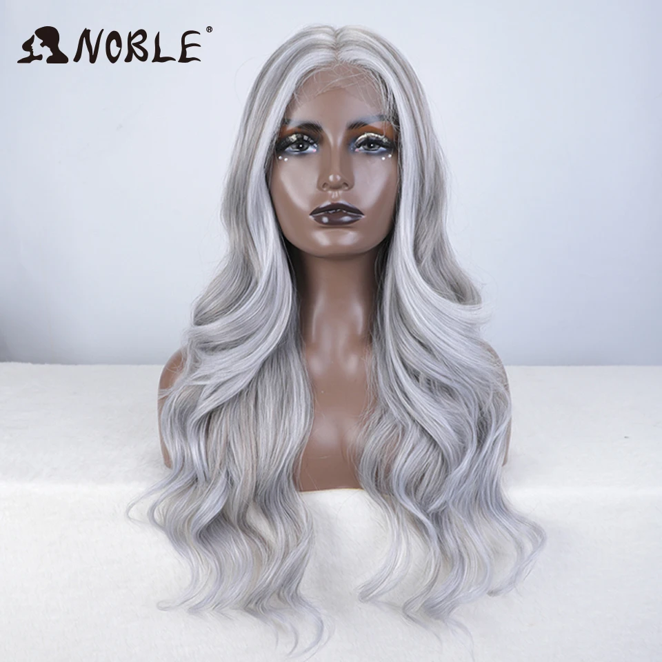 Edle Lace-Front-Perücke, synthetisch, 28 Zoll, mit honigbraunen Highlights, gewellte Perücke, blonde Perücken für Damen, Lace-Perücke, synthetische Lace-Front-Perücke. – Detail 8