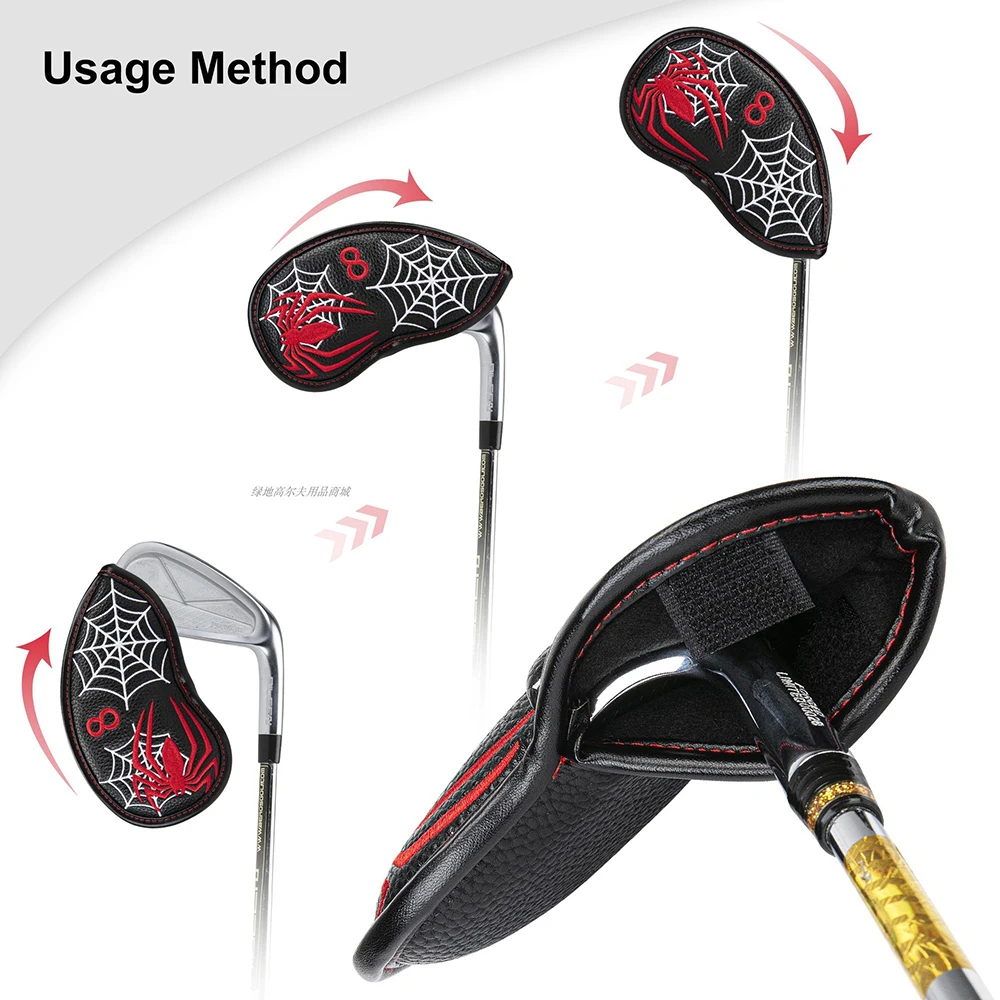 Golf Club #1 #3 #5 UT Wood Head Covers Embroidery PU Leather Golf Club Head Cover for Driver/Hybrid Cover Blade Putter Cover