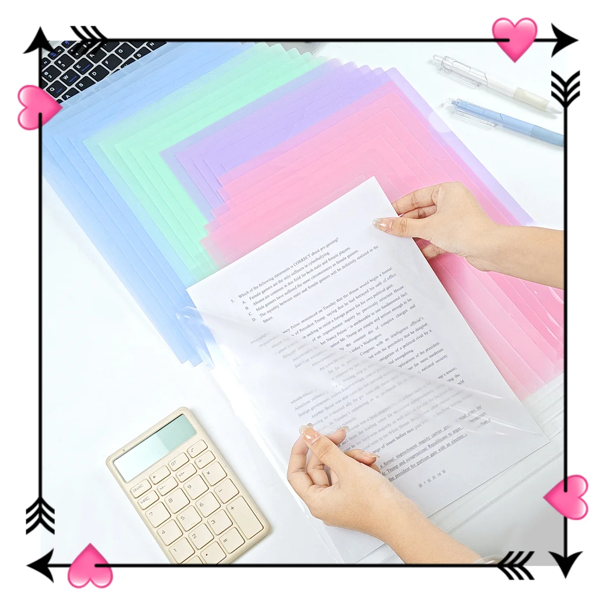 10-Pack Folders with Transparent Inserts L-Shaped A4 Waterproof Thickeneded Single-Chip Folder Test Paper Folder A4 Paper Report Archive Resume Contract Information Storage Folder