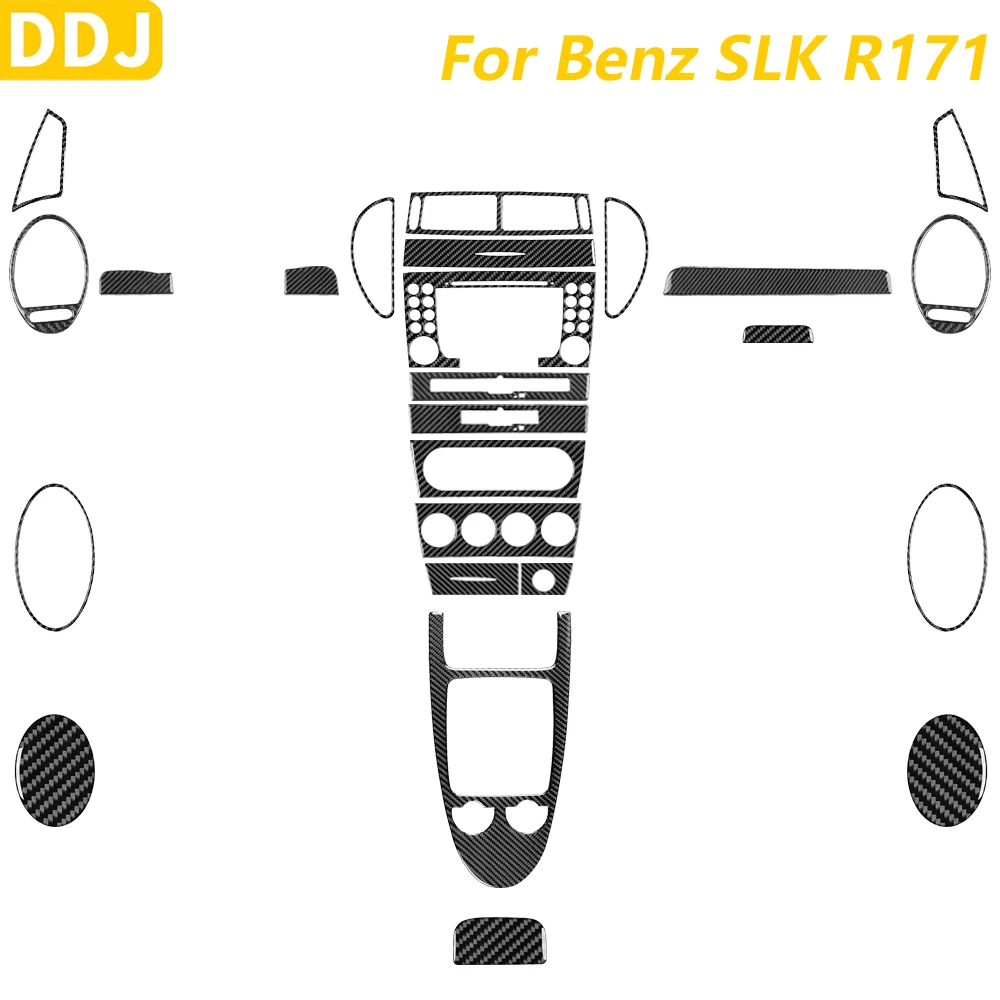 Soft Carbon Fiber Central Control Gear Shift Kits Full Set Trim Cover For Mercedes-Benz SLK R171 2004-2010 Interior Accessories