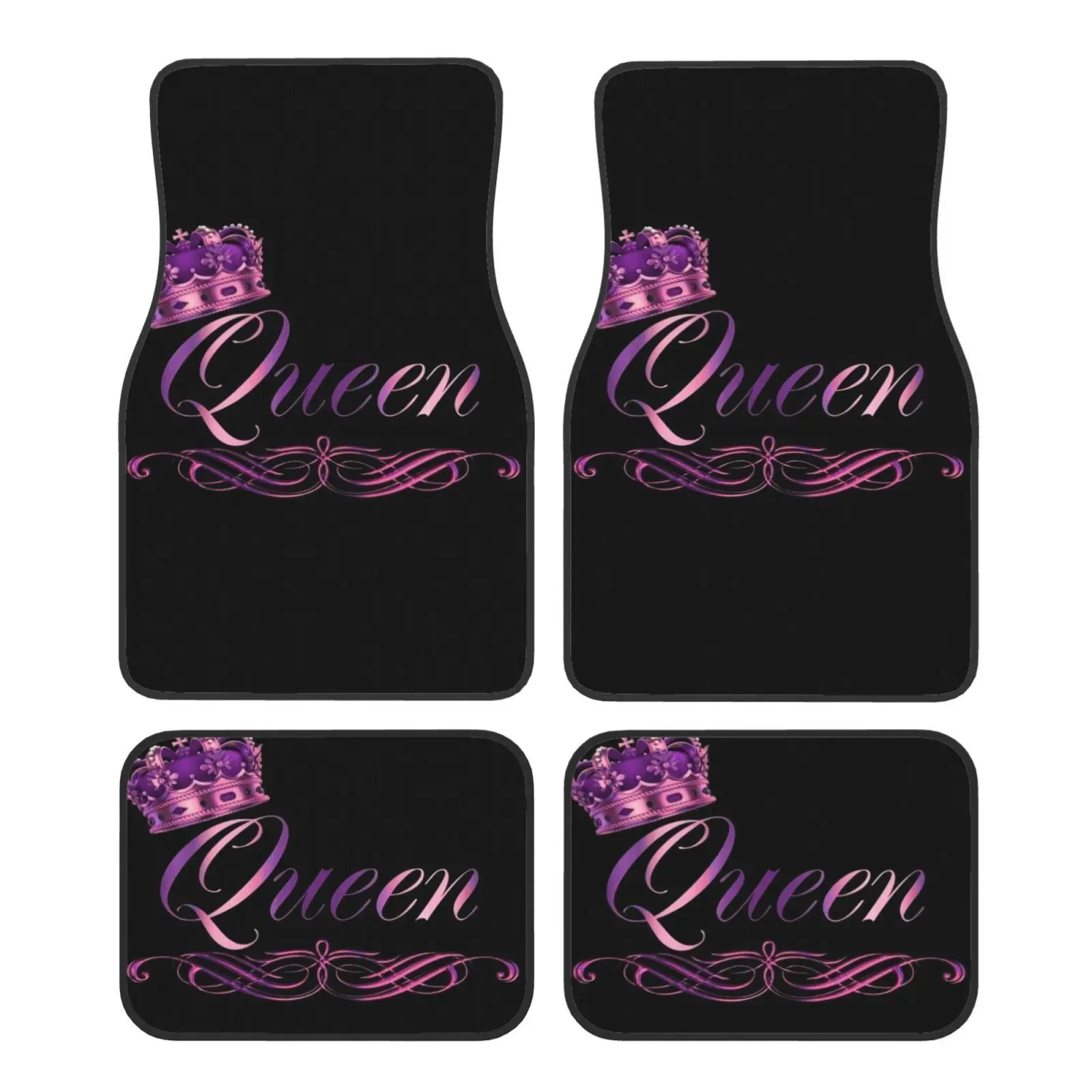

4pcs Queen Theme Universal SUV Car Floor Mat, Crown Theme Elements For Front And Rear Seats Of All Vehicles, Stylish And Durable