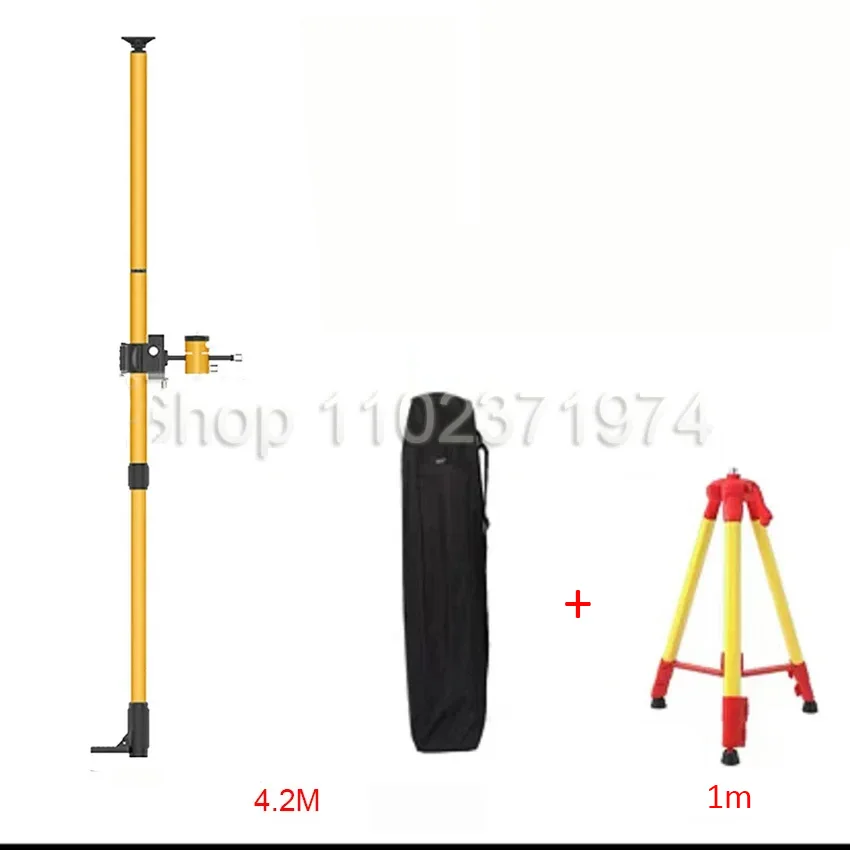 Max 4.2m Height Adjustable Line Leveler Stand Bar Telescopic Pole Bracket Thread Lift Extend Holder for Laser Level Rod