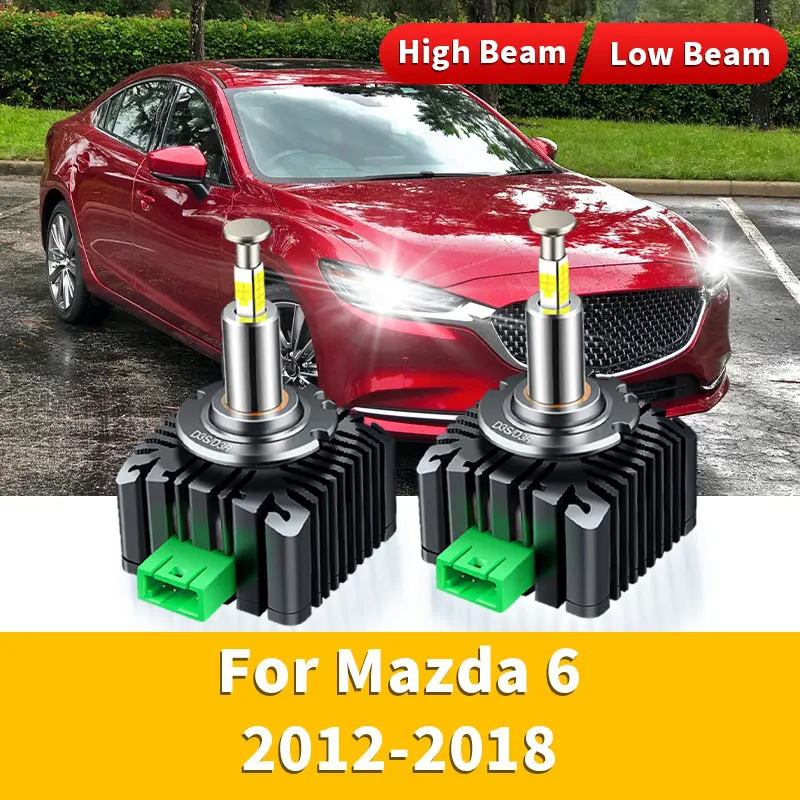 2Pcs 360 LED Lights Bulbs HID Canbus No Error Turbo Car Headlight Lamp For Projector Lens For Mazda 6 2012 2013 2014 2015-2018