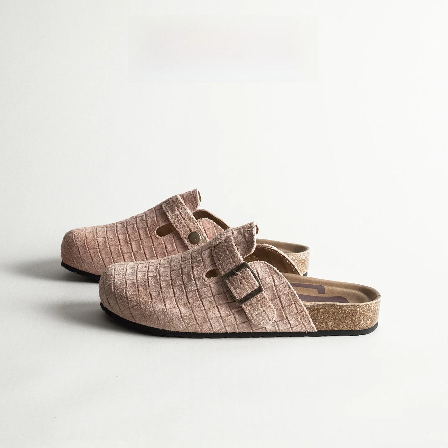 

Genuine Leather Woven Cork Women's Spring Outdoor Slip-On Versatile Thick Bottom Head Cover Half Slippers