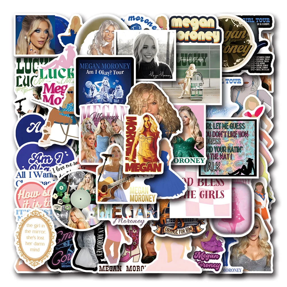 10/30/50pcs Star Megan Moroney Graffiti Stickers for Notebook Skateboard Phone Guitar Bike Waterproof Decoration DIY Sticker Toy