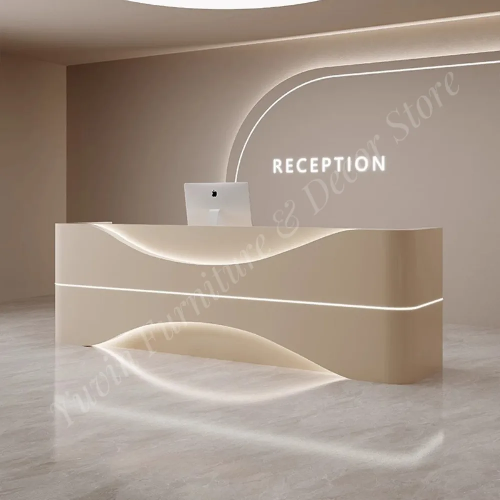 Modern Wood Reception Desk for Hotel and School Use Customizable Colors and Sizes Office Furniture