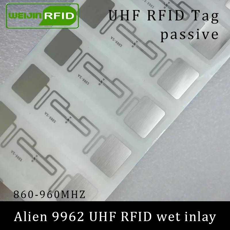 UHF RFID tag sticker Alien 9962 wet inlay 915mhz 900 868mhz 860-960MHZ Higgs9 EPCC1G2 6C smart adhesive passive RFID tags label