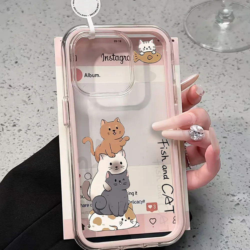 Niedliche, freundliche Katzen-Handyhülle für Samsung Galaxy S26 Ultra S25 S24 Plus s22 s23 Plus FE A57 A54 A55 A16 A35 A36 A37 5G Klare Hülle – Detail 1