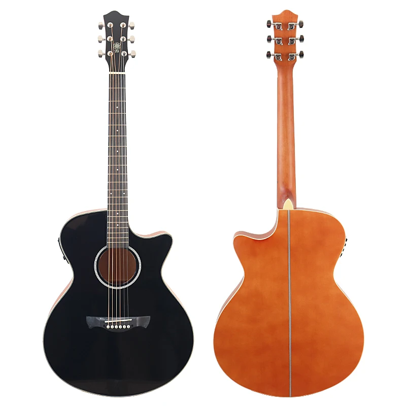 Free Shipping 6 Strings Electric Acoustic Guitar 40/41 Inch Folk Guitar Black Guitarra High Gloss Good Handicraft With Bag