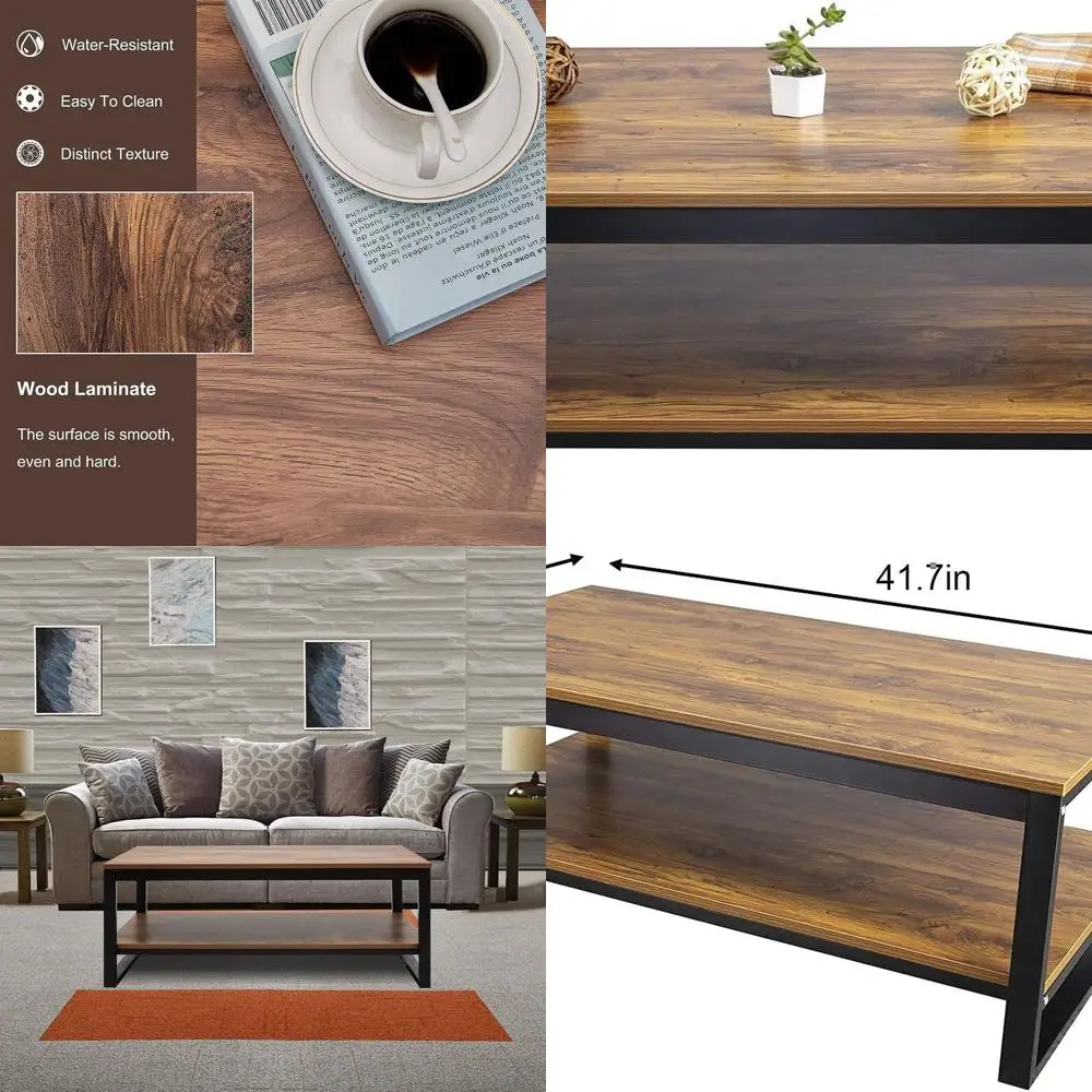 

Промышленный коричневый журнальный столик для хранения вещей 41,7 дюйма для гостиной