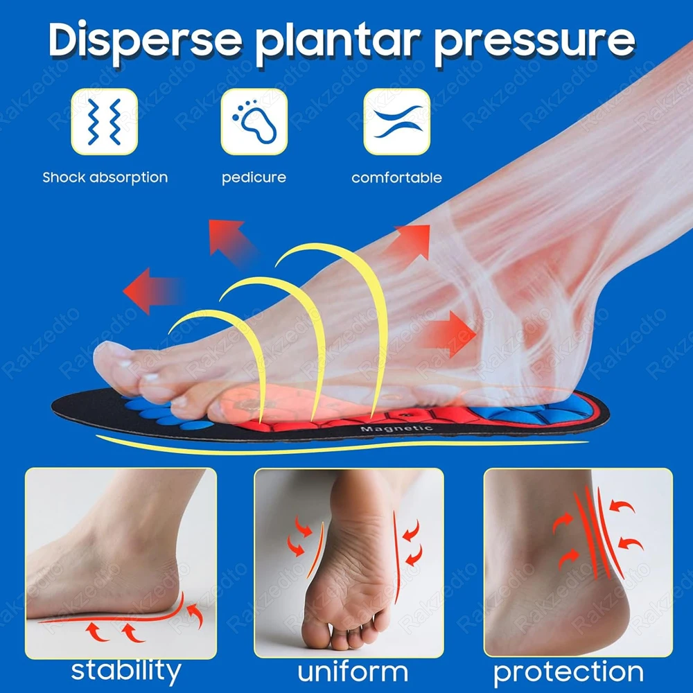 Magnetic Therapy Massage Insoles for Shoes Man Weight Loss Inserts Flat Foot Arch Support Orthotic Insoles for Feet Acupressure