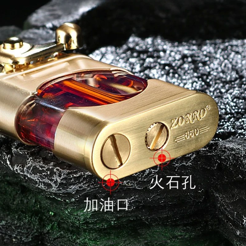 ZORRO-Transparent Kerosene Lighter, Visible Large Oil Tank, Creative Personality, Swing Arm, Open Flame, 660, Can Be Wholesaled