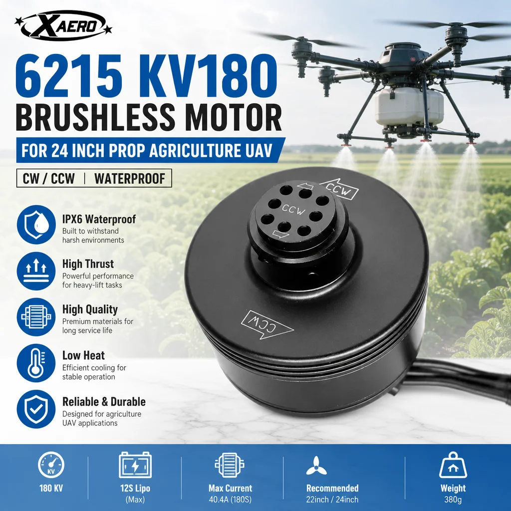 XAERO 6215 KV180 Brushless Motor CW CCW Waterproof for 24 inch Prop Agriculture UAV
