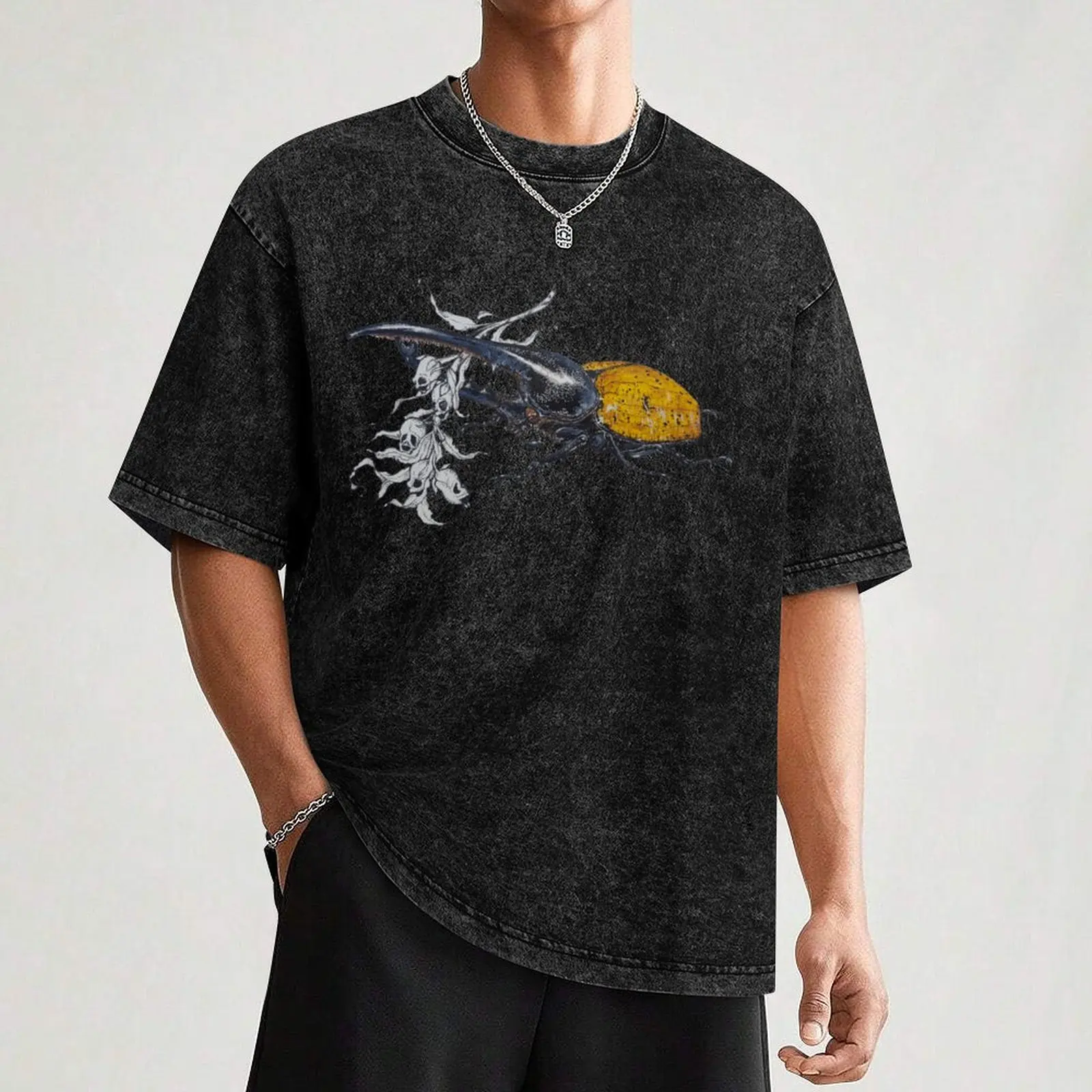 Dynastes hercules Beetle and snapdragon pods T-Shirt blue archive hippie clothes men clothing