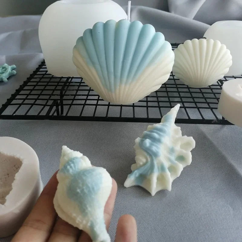 

Zackoo Shell Candle Silicone Mold DIY Handmade Marine Series Conch Scented Candle Mould Soap Resin 3D Silicone Molds Home Decor