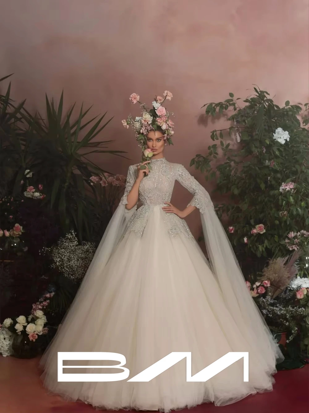 

Modern High Neck Princess Evening Dress Lace Beading Elegant Ball Prom Customized Pastrol Long Sleeve Tulle Cocktail Gown