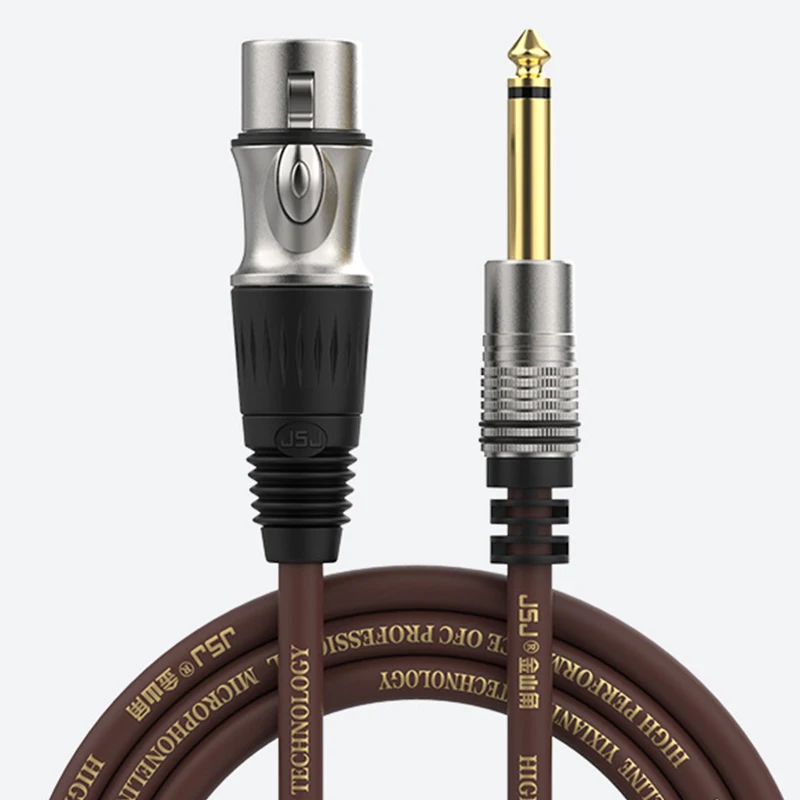6.35mm Large Dual-Pin Gold-Plated Male to XLR Female Microphone Cable, suitable for guitars, basses, amplifiers, mixing consoles