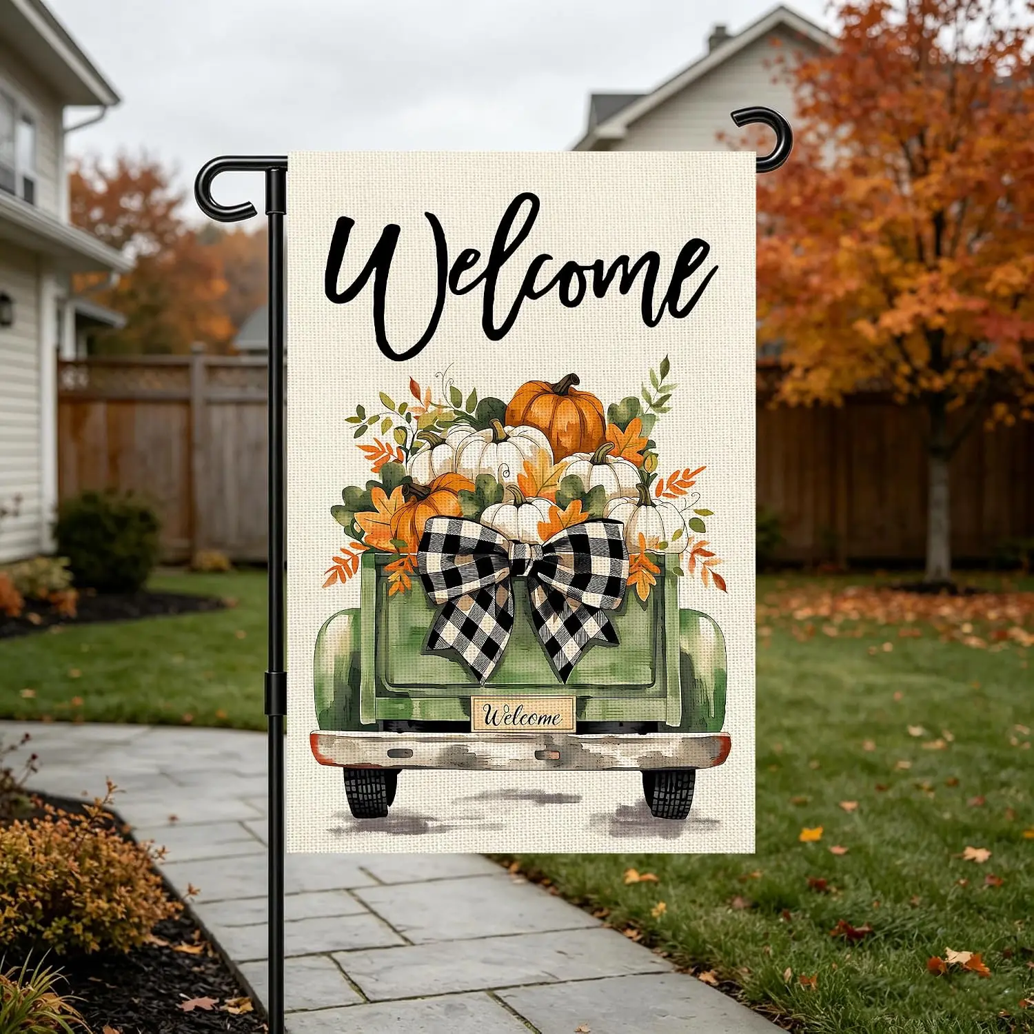 Fall Garden Flag 12x18 Inch for Outside Double Sided Fall Decorations Outdoor Yard Sign Truck Pumpkins Welcome Banner for Th kkz