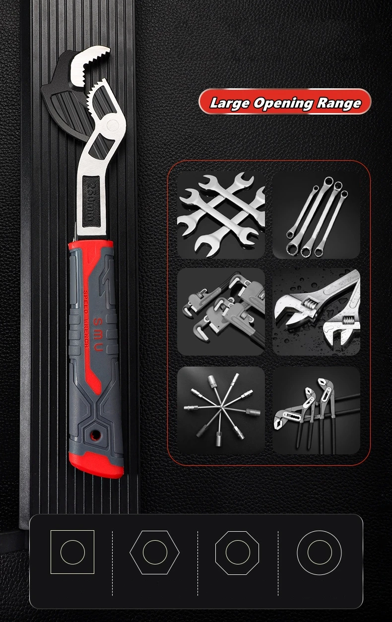 Universal Multifunctional Self-Locking Adjustable Wrench CR-V 6/8/10/12 Inch Fast Locking Multi Hand Tool for Bathroom Plumber