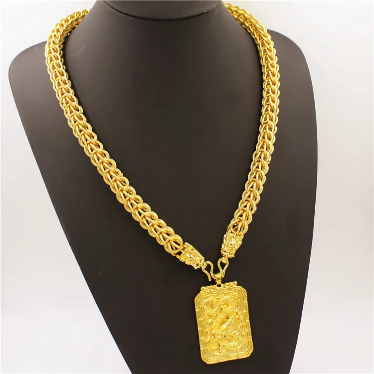 

Luxury 24K 9999 Pure Gold real gold Men's Necklace Guan Gong Guanyin Faucet Pendant Necklace