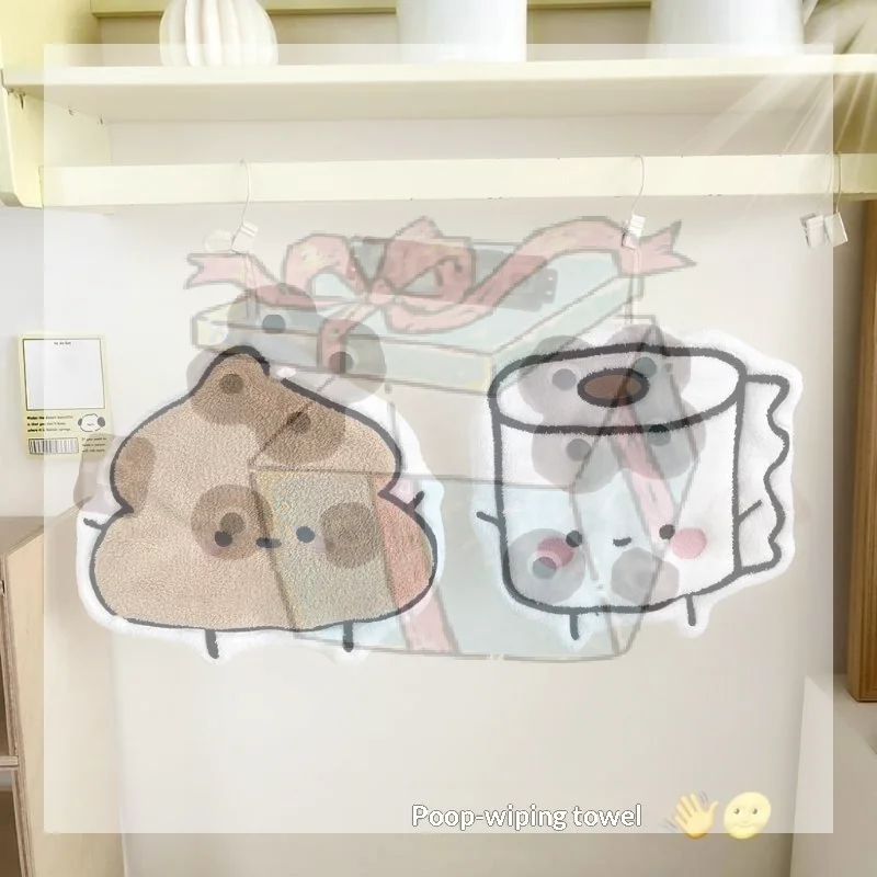 Soft Cartoon Hand Towel Wall-mounted Double-layer Thickened Coral Fleece Towel Super Water Absorbent Quick Drying Cotton Towel