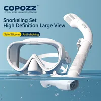 COPOZZ-mascarilla de buceo profesional, máscara de visión completa, conjunto de máscara de snorkel subacuática, snorkel de natación, equipo de buceo antiniebla HD