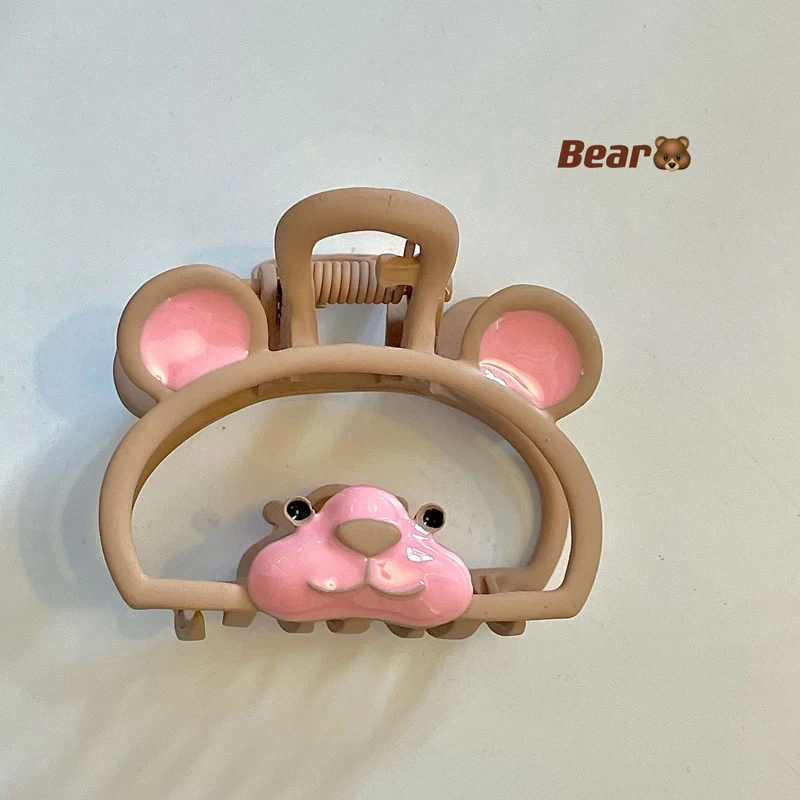 1/2pcs Pink Cat Bear Hair Claw Simple Wild Geometric Women Girls Gift Clamps Hair Crab Metal Hair Clip Claw Accessories Headwear