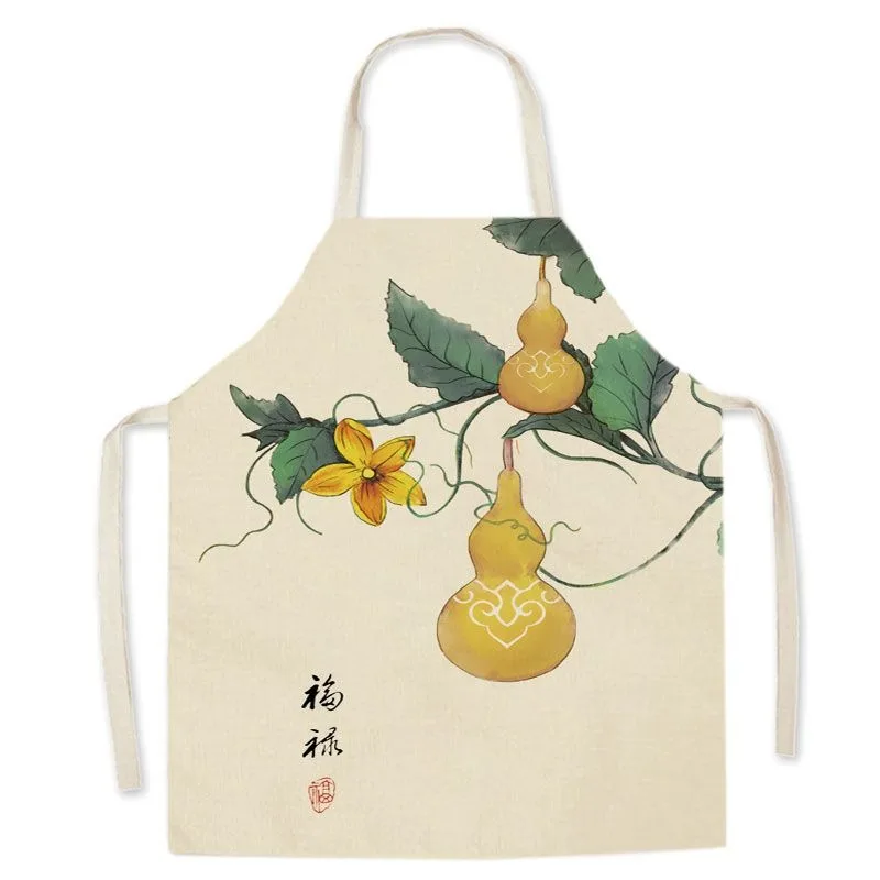 Chinese Retro Chinese Style Sleeveless Apron Adult Home Cleaning Linen Bib Men\'s Kitchen Cooking Baking Apron