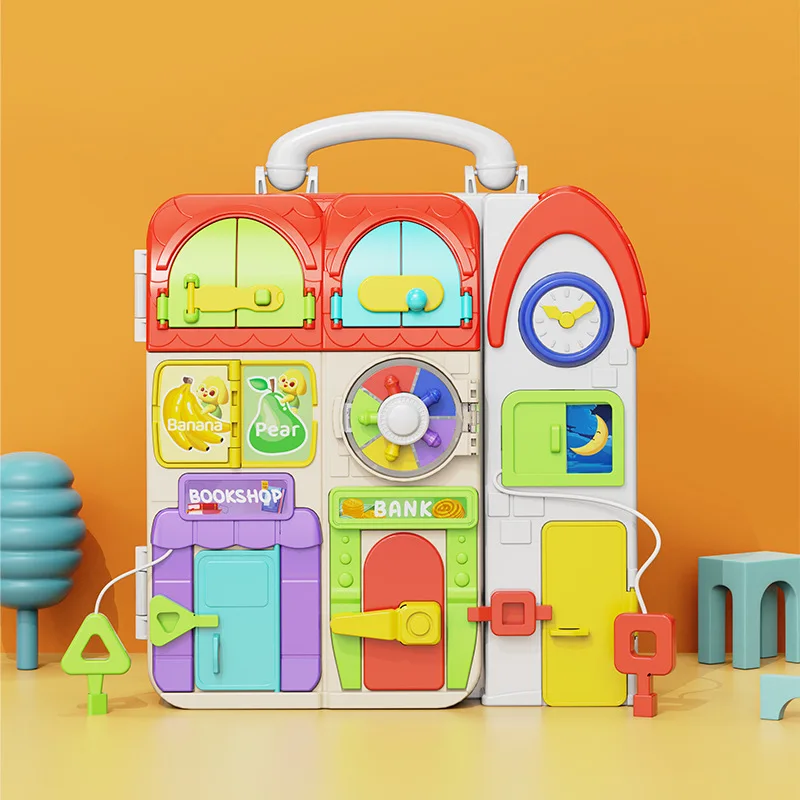 Bus Toy with Sound and Light, Montessori Busy Box, Music Education Knowledge Toddlers Bus Toys for Boys & Girls