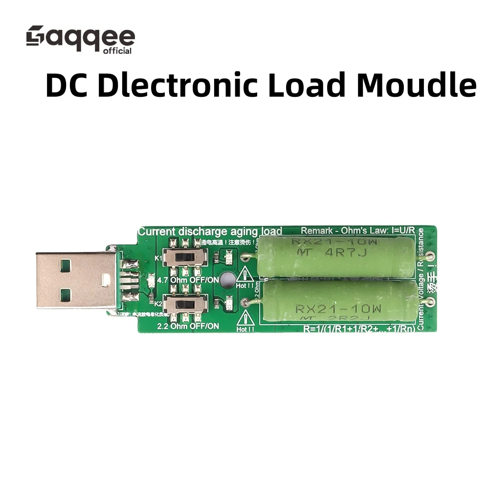 USB Resistor DC electronic load moudle 2X10W double switch adjustable battery capacity voltage discharge resistance tester