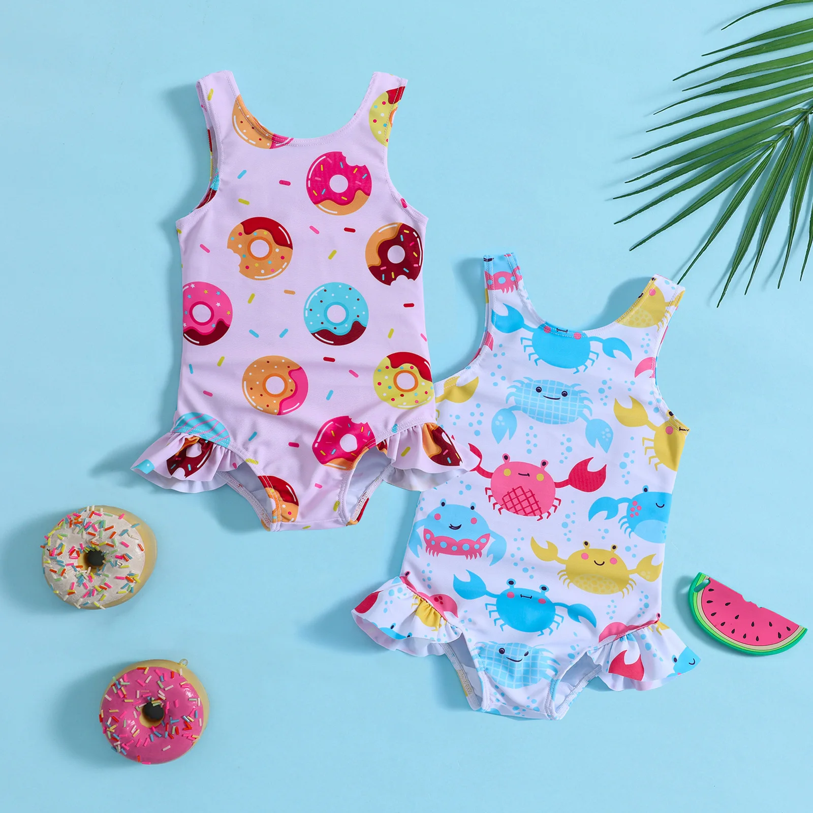 Children's Sleeveless Swimsuit Donut Printed Vest One-piece Baby Girl