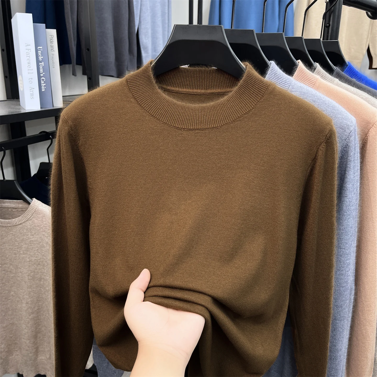 Luxury Classic solid color knitted sweater new high-quality round neck soft comfort pullover autumn winter casual men's clothing