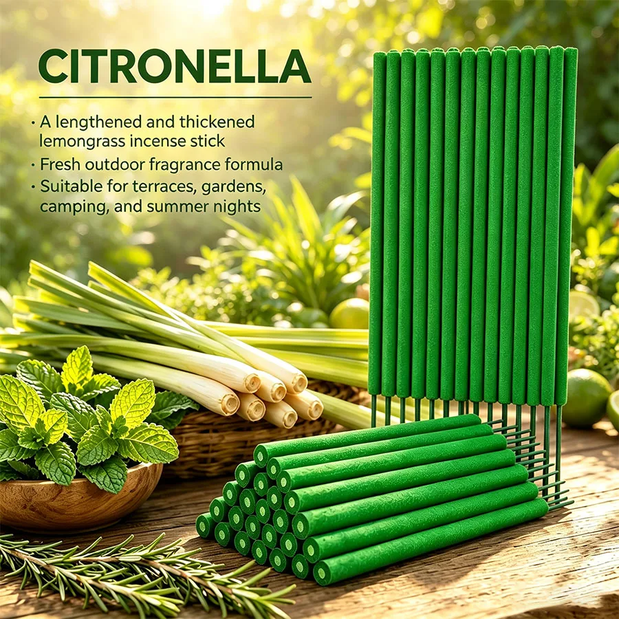 Extended and thickened lemongrass fragrance stick, 10.63-inch large-sized outdoor fragrance stick, lemongrass herbal fragrance,