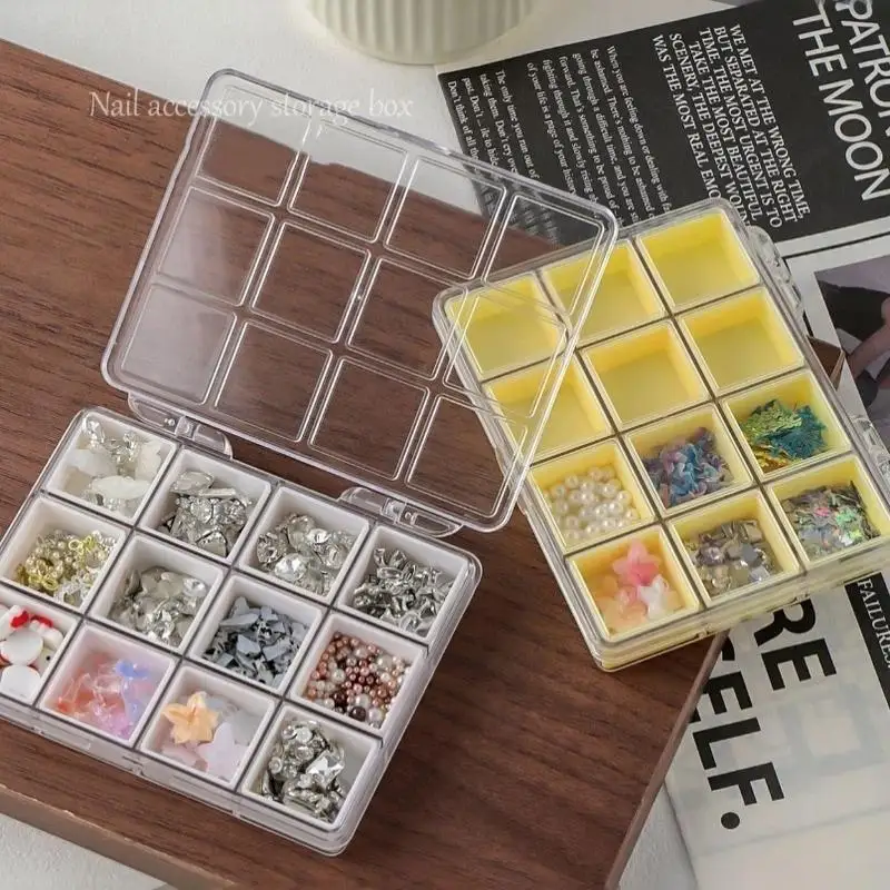 1 Stück Bonbonfarbene Plastik-Nagelkunst-Dekor-Aufbewahrungsbox Transparente 6/12-Fächer Nagelkunst-Aufbewahrungsbox Schmuck-Organizer – Detail 5