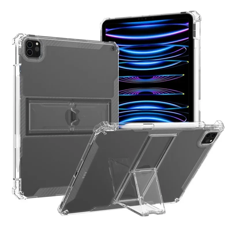 Case for iPad Air 5 4 Mini 6 7 8.3 Transparent Clear Shockproof Stand Cover With Pen Holder for iPad Pro 11 12.9 7 8 9 10th 10.9