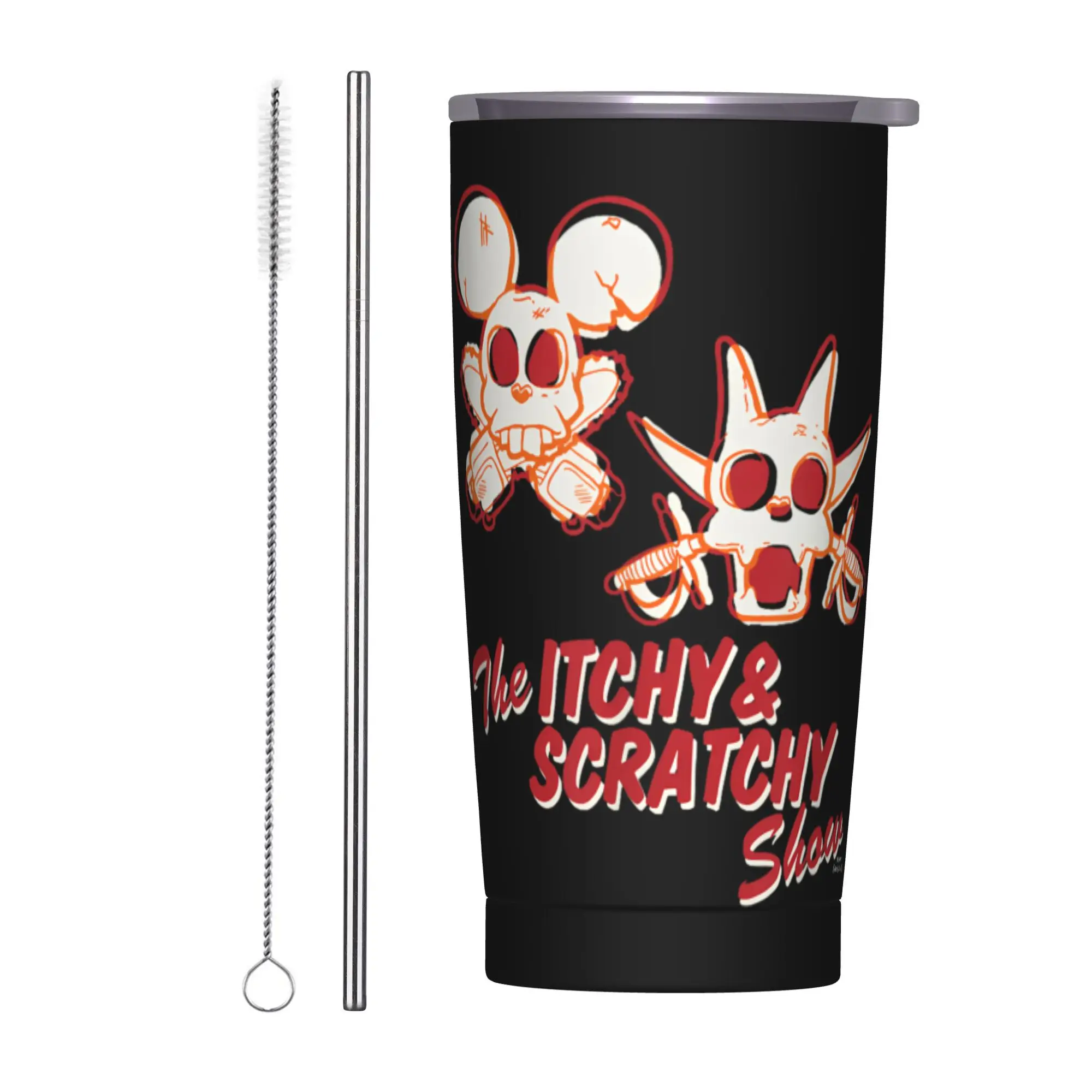 

The Itchy and Scratchy Show Skeleton Tumbler Vacuum Insulated 90s Coffee Cups Vacuum Flask Outdoor Mugs Spill Proof, 20oz