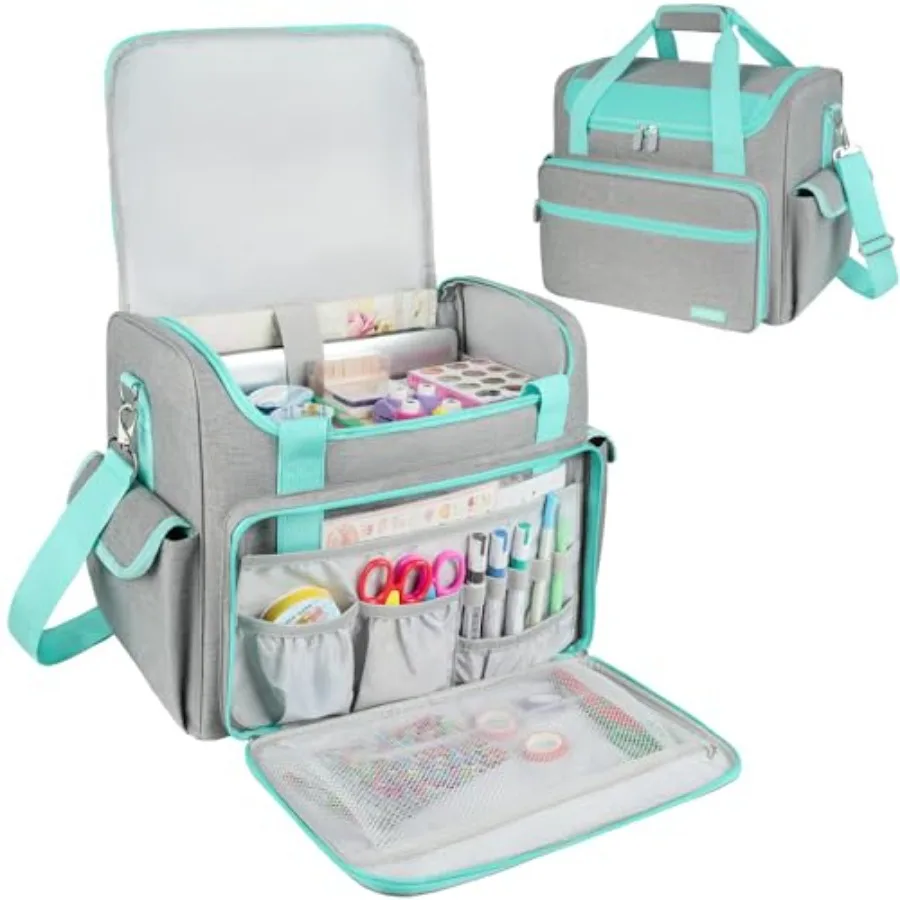 

Сумка для хранения материалов для скрапбукинга, большая сумка-тоут для скрапбукинга с отделением для ноутбука 15,6 дюймов, сумка для хранения художественных принадлежностей с множеством карманов