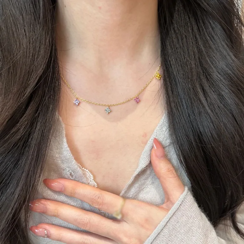 Xiaohongshu نفس الدوبامين اللون الزركون محظوظ العشب سوار ، أنثى موري الراقية أربع أوراق زهرة مجوهرات رائعة #4