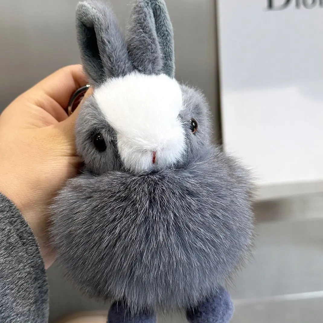 Verdadeira raposa cabelo bonito coelho pingente boneca de pelúcia, saco pingente, chaveiro do carro, corrente telefônica, Bookba