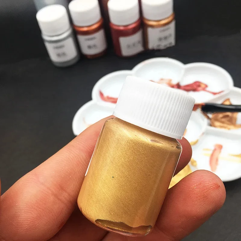 20ML Gold Metallic Acrylic Paint Waterproof Not Faded for Statuary Coloring DIY Hand Painted Clothes Liquid Graffiti Pigments view 3