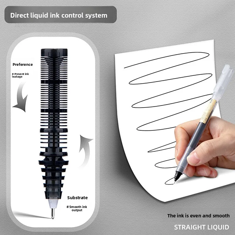 صندوق موكا مكون من 12 قلم جل عالي الجودة من نوع إبرة قلم حبر جاف سائل مستقيم أدوات مكتبية كاواي للكتابة