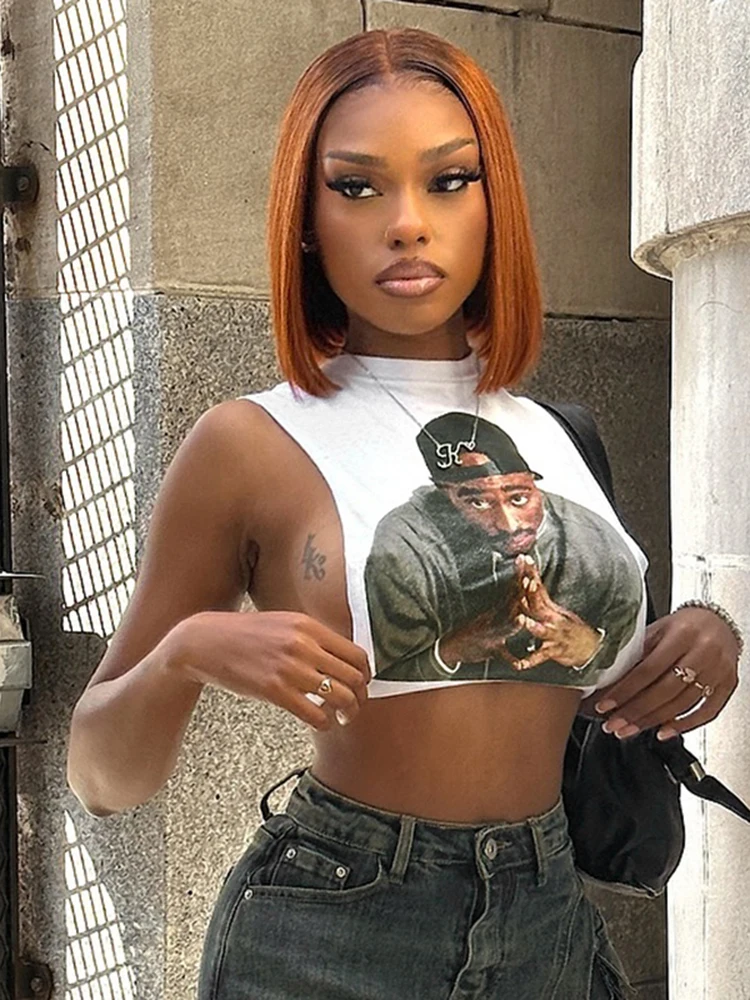 

Mannequin Print Women Crop Tank Tops Summer Hipster O-Neck Wild Basic Stretch Fashion Y2K Cool Street Sexy Mini Vest