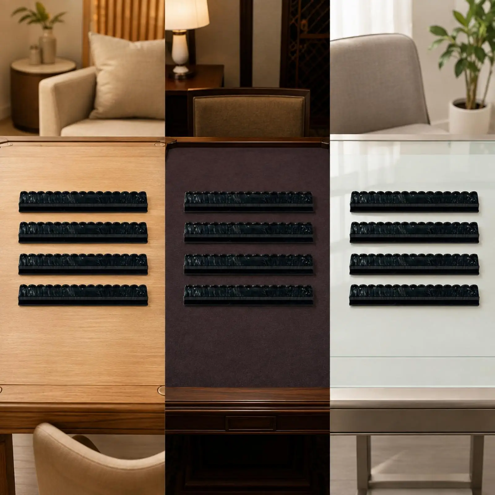 Marble Acrylic Mahjong Tile Ruler Rack with Pusher for Smooth Tile Stacking Home Game Table Accessory