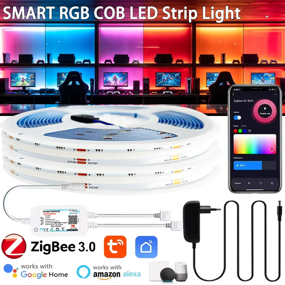 bande-lumineuse-led-zigbee-tuya-rgb-dc24v-840leds-m-lumieres-lineaires-rgb-cob-a-intensite-variable-controle-par-application-smart-life-decoration-de-la-piece-compatible-avec-alexa-google