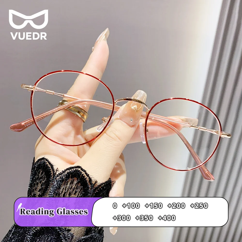 2026 2026 Fashion Round Reading Glasses Women Anti Blue Light Computer Luxury Brand Metal farsightedness Plus Eyeglasses + 50 1 75 - Aliexpress Deal