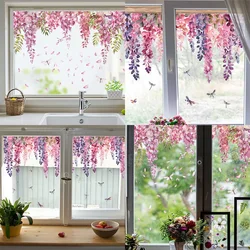 1PCS Painted Fall Flower Tree Branches Dragonfly Glass Window Home Landscaping Decoration Electrostatic Uv Window Sticker