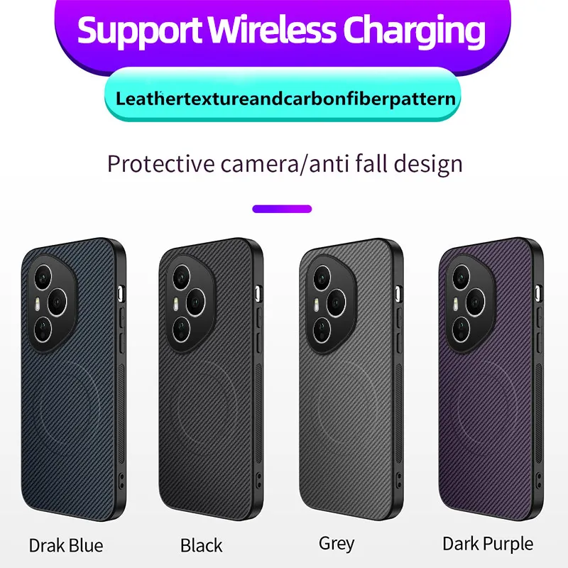 Para honra 400 pro caso novo negócio textura de fibra de carbono magnético ultra-fino capa para honra 400 lite carregamento sem fio funda