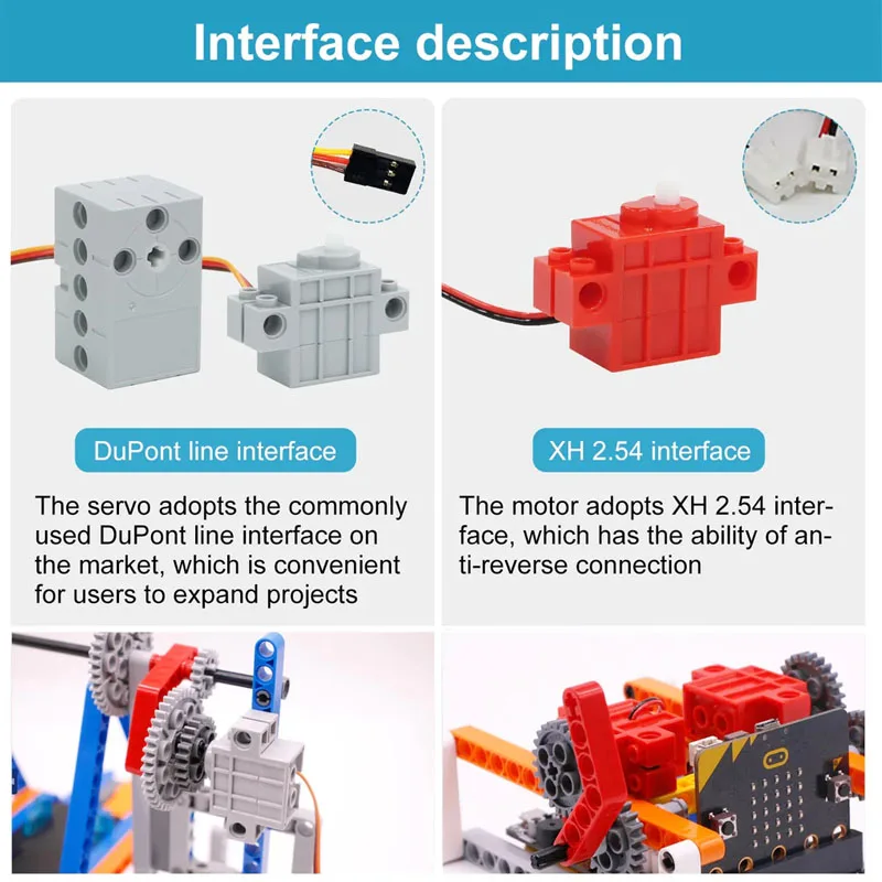 Yahboom programmable building block servo/microbit servo motor DIY car micro cross output shaft compatible with Lego