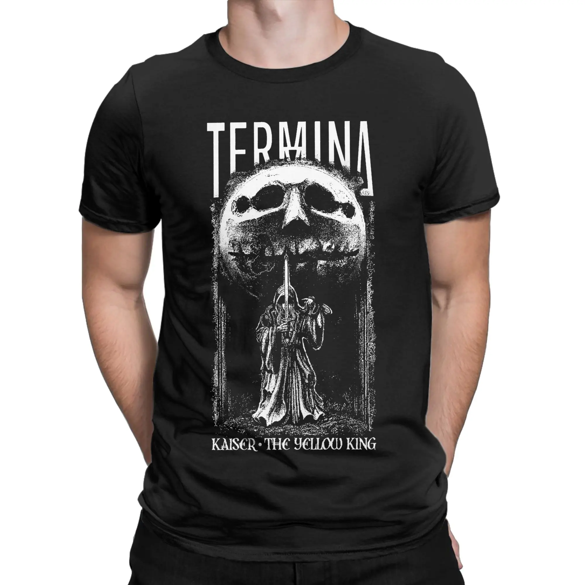 Fear and Hunger Termina Kaiser The Yellow King T Shirt for Men Pure Cotton Leisure T-Shirt Tees Short Sleeve Tops Printing
